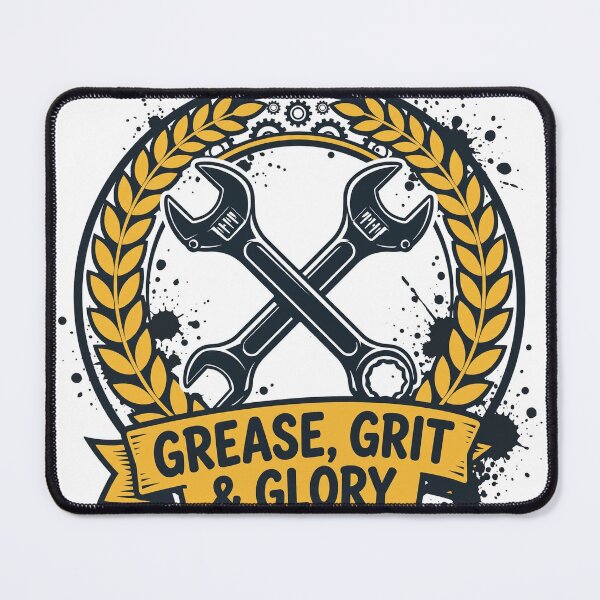 Item preview, Grease Grit and Glory Mechanic Wrench Badge T-Shirt designed and sold by ApparelOutpost.