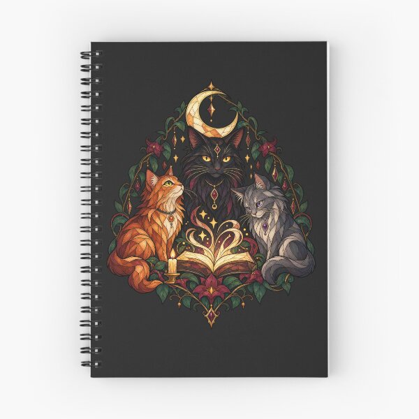 Item preview, Witchy Reading Cat Coven Gothic Stained Glass Art designed and sold by AmiGraph.