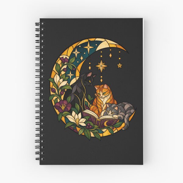 Item preview, Witchy Reading Cats Gothic Stained Glass Art designed and sold by AmiGraph.