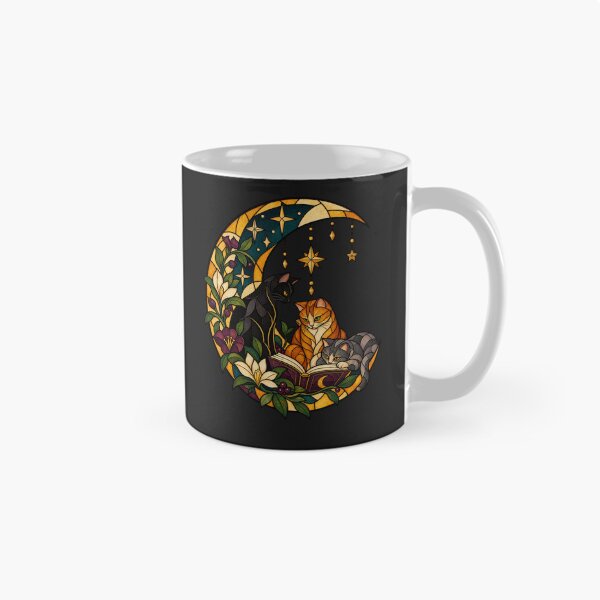 Item preview, Witchy Reading Cats Gothic Stained Glass Art designed and sold by AmiGraph.