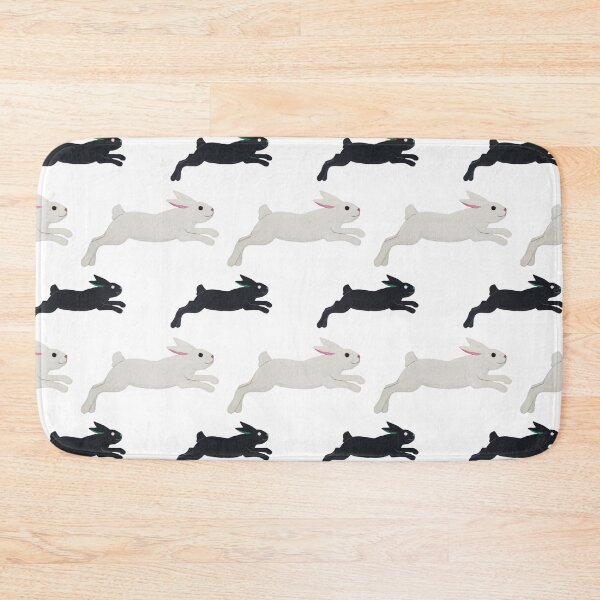 Item preview, Black and White Bunnies Jumping designed and sold by AmongTheWillows.