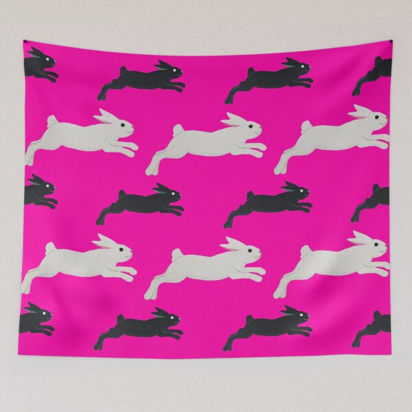Item preview, Black and White Bunnies Jumping designed and sold by AmongTheWillows.