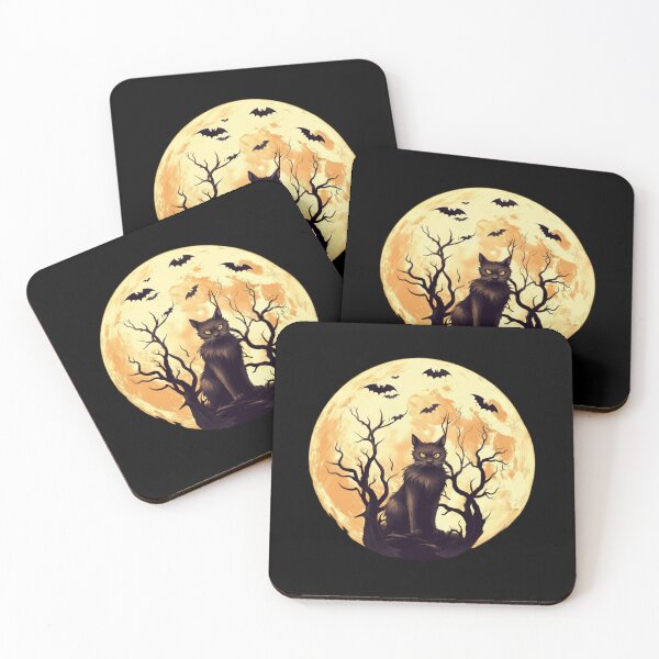 Item preview, Moonlit Black Cat – Halloween Full Moon Design designed and sold by MyMerryMary.
