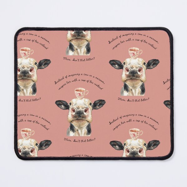 Item preview, Cow In A Vacuum Tea Physics Humor Cottagecore Art designed and sold by The Lady Goblin's Goods.