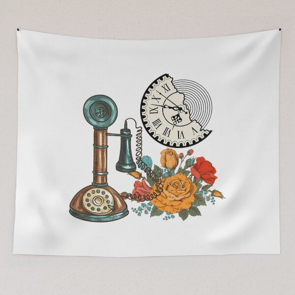 Item preview, Vintage Telephone Clock And Bucket Of Flowers designed and sold by EleanorSessions.