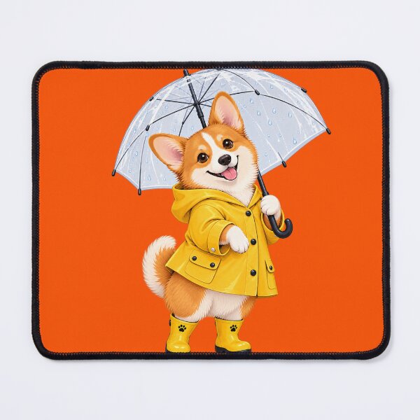 Item preview, Cute Corgi in Yellow Raincoat with Umbrella designed and sold by CorgiCoffeeHub.
