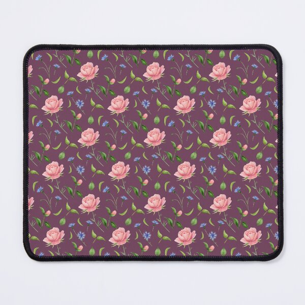 Item preview, r Pink Peonies and Blue Cornflowers on Plum Background designed and sold by White Rabbit Design .