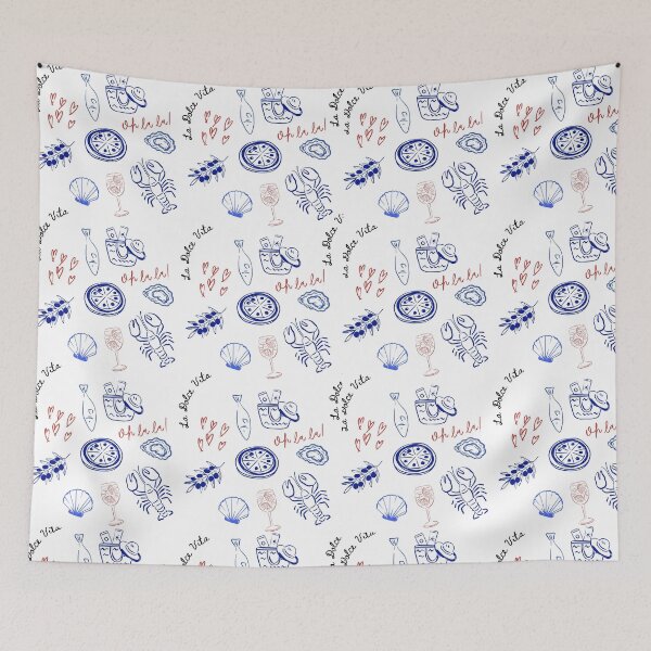 Item preview, La Dolce Vita French Riviera Italian Summer Pattern White designed and sold by The Lady Goblin's Goods.