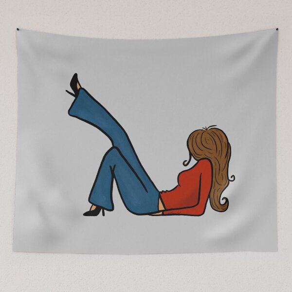 Item preview, Retro Fashion Girl in Flare Jeans – 70s Inspired Feminine Illustration designed and sold by Cosmic-Meadows.