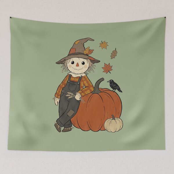 Item preview, Vintage Fall Scarecrow for Rustic Pumpkin Patch Season designed and sold by FreshVibe Prints.