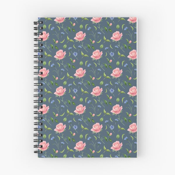 Item preview, Pink Peonies and Blue Cornflowers on Dusty Blue Background designed and sold by White Rabbit Design .