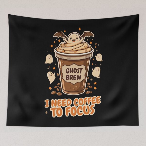 Item preview, Cute Halloween Ghost Brew I Need Coffee To Focus designed and sold by ArtsyExplorer.