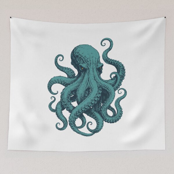 Item preview, Kraken Illustration – Teal and Turquoise Sea Monster Art designed and sold by xndrlab.