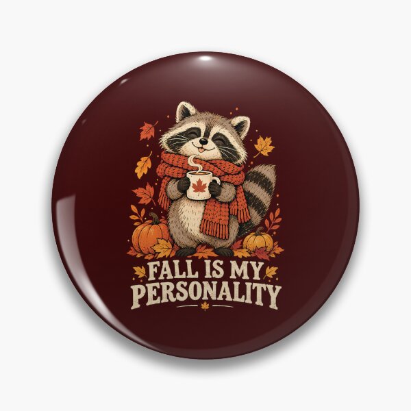 Item preview, Fall Is My Personality – Cozy Autumn Raccoon with Pumpkin & Coffee designed and sold by andromeda-redd.