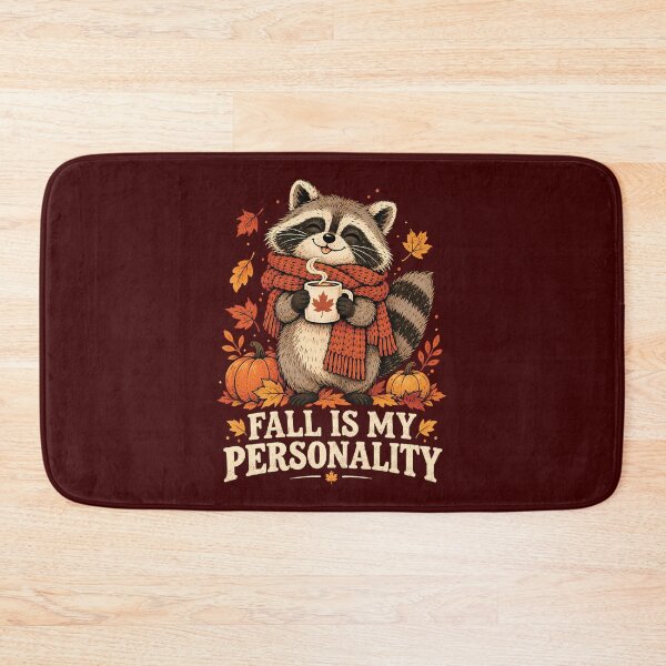 Item preview, Fall Is My Personality – Cozy Autumn Raccoon with Pumpkin & Coffee designed and sold by andromeda-redd.
