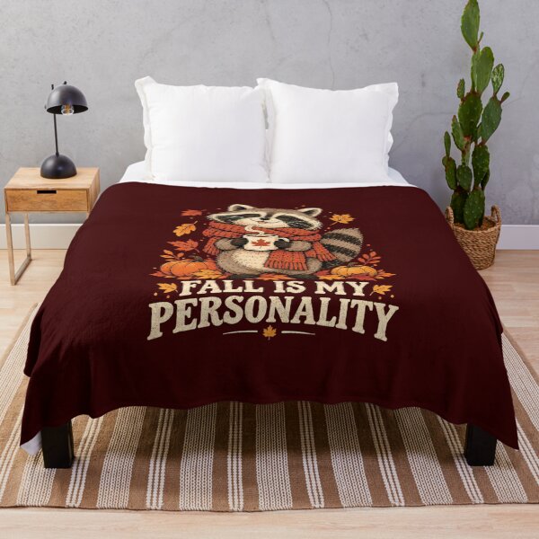 Item preview, Fall Is My Personality – Cozy Autumn Raccoon with Pumpkin & Coffee designed and sold by andromeda-redd.