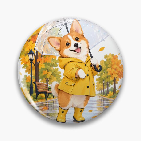 Item preview, Cute Corgi in Autumn Park with Umbrella designed and sold by CorgiCoffeeHub.
