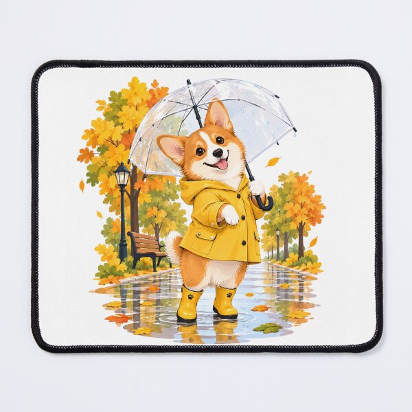 Item preview, Cute Corgi in Autumn Park with Umbrella designed and sold by CorgiCoffeeHub.