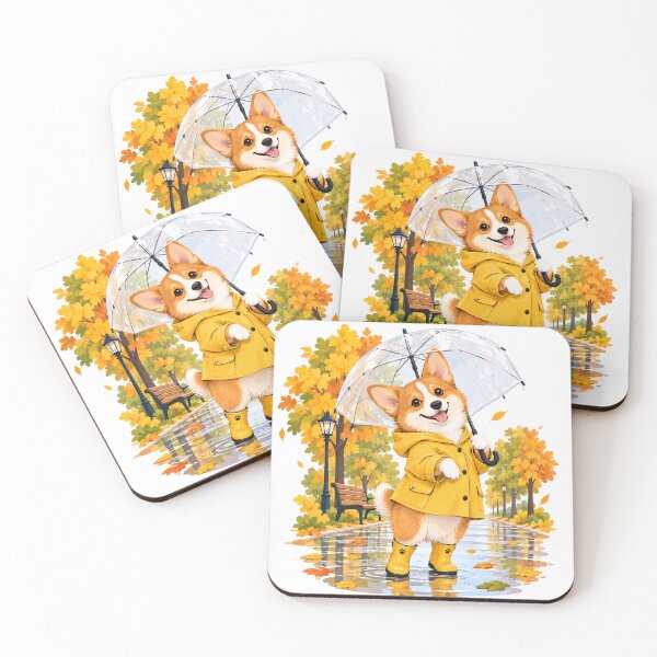 Item preview, Cute Corgi in Autumn Park with Umbrella designed and sold by CorgiCoffeeHub.
