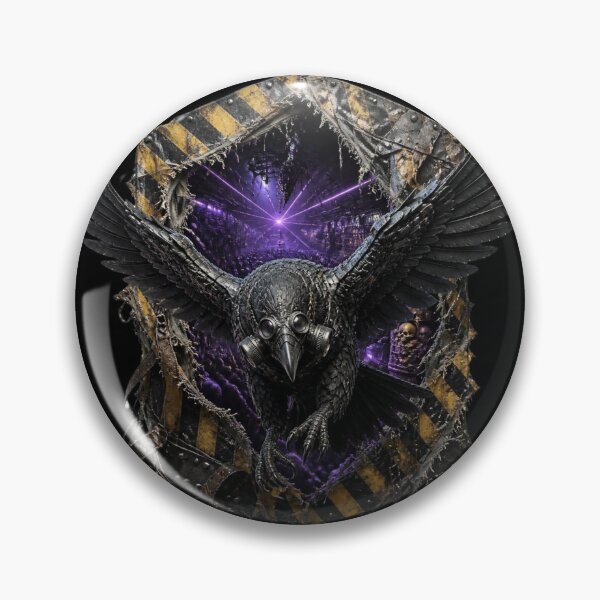 Item preview, Cyberpunk Mechanical Raven Industrial Hazard Frame Graphic designed and sold by LazyDayzCo.