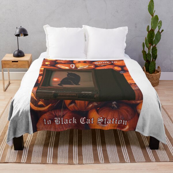 Item preview, Tune In To Black Cat Station Retro Halloween TV Art designed and sold by The Lady Goblin's Goods.