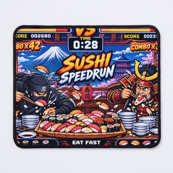 Item preview, タイトル  Sushi Speedrun: Ninja vs Samurai  16-Bit Japanese Food Battle designed and sold by kaipapershop.