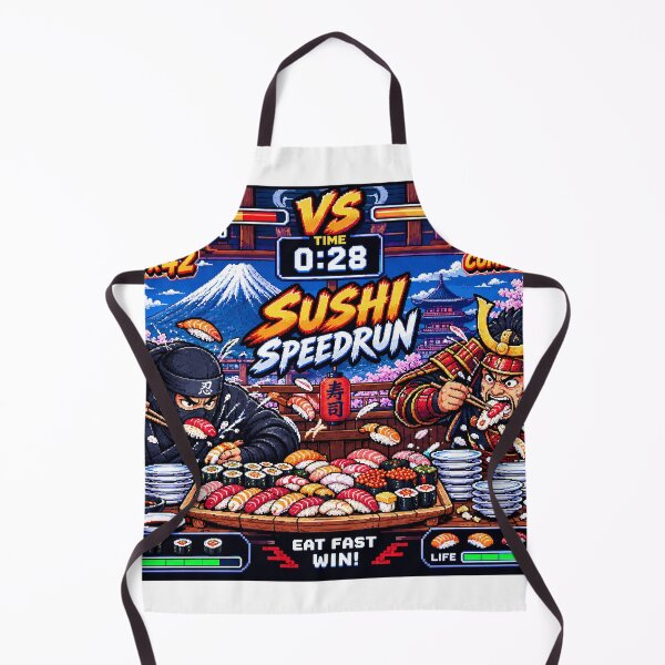 Item preview, タイトル  Sushi Speedrun: Ninja vs Samurai  16-Bit Japanese Food Battle designed and sold by kaipapershop.