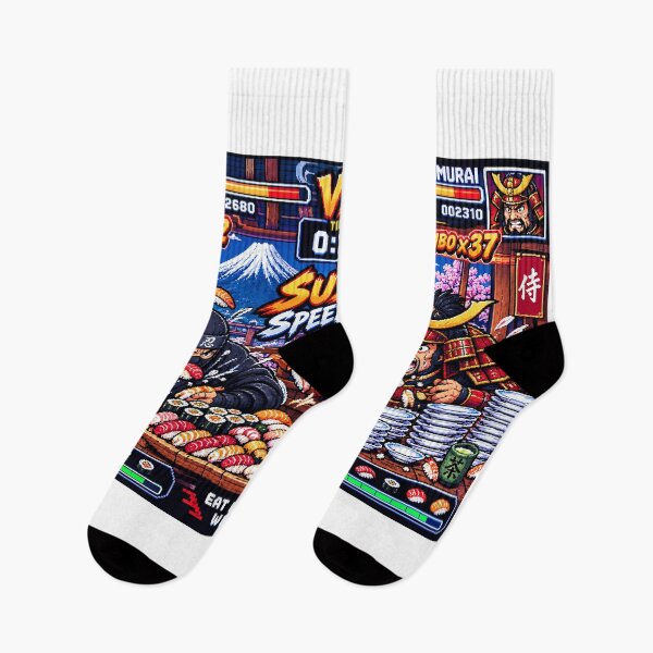 Item preview, タイトル  Sushi Speedrun: Ninja vs Samurai  16-Bit Japanese Food Battle designed and sold by kaipapershop.