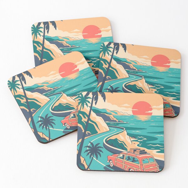 Item preview, Vintage Red Woodie Wagon with Luggage on Roof – Retro Coastal Road Trip Design designed and sold by Sea Gem.