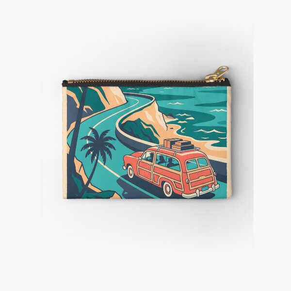 Item preview, Vintage Red Woodie Wagon with Luggage on Roof – Retro Coastal Road Trip Design designed and sold by Sea Gem.