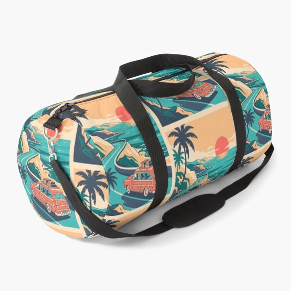 Item preview, Vintage Red Woodie Wagon with Luggage on Roof – Retro Coastal Road Trip Design designed and sold by Sea Gem.