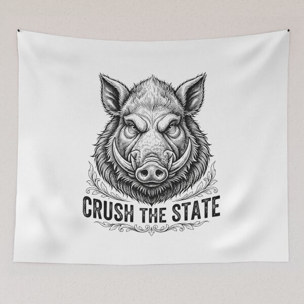 Item preview, Crush The State Wild Boar Head Illustration designed and sold by Owcomm.