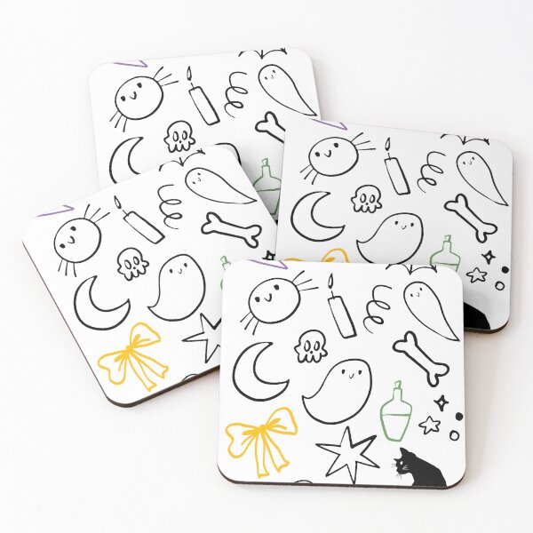 Item preview, Cute Halloween Doodles Pop of Color Sticker Pack Pattern designed and sold by The Lady Goblin's Goods.