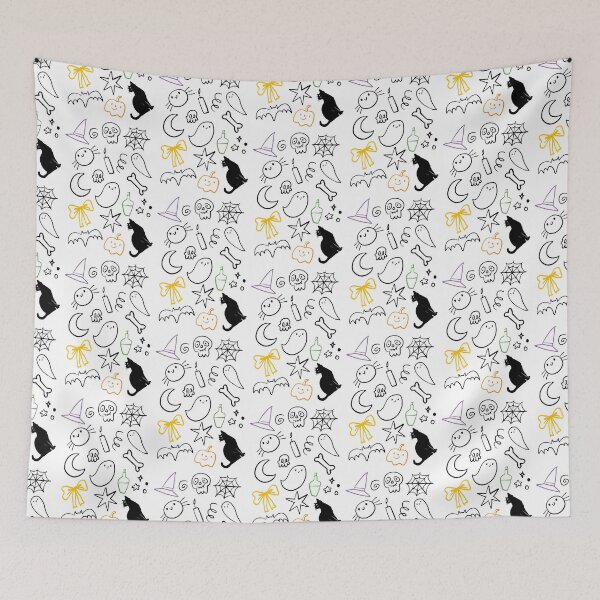 Item preview, Cute Halloween Doodles Pop of Color Sticker Pack Pattern designed and sold by The Lady Goblin's Goods.