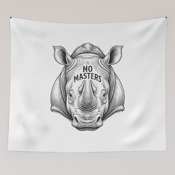 Item preview, No Masters Rhino Anti Capitalist Socialist Vintage Design    designed and sold by Owcomm.