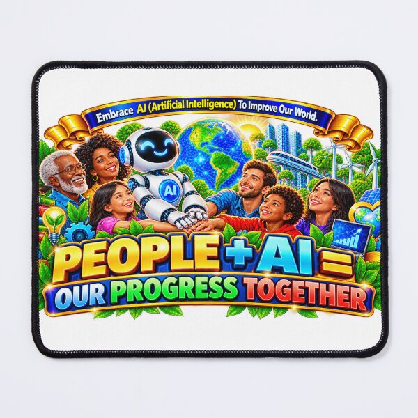 Item preview, People and AI Progress Together. designed and sold by New Wave Artworks .
