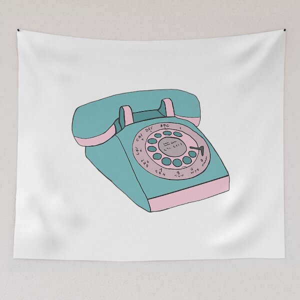 Item preview, Blue And Pink Retro Rotary Phone designed and sold by OmaElza.