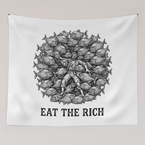 Item preview, Eat The Rich Piranha Fish Circular Artwork designed and sold by Owcomm.
