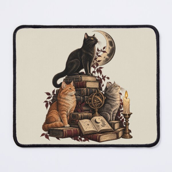 Item preview, Dark Academia Cats Celestial Library Engraving Art designed and sold by AmiGraph.