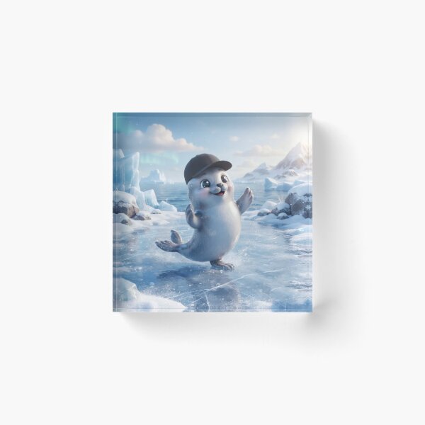 Item preview, Art of a cute baby seal wearing a cap designed and sold by Azurart2.