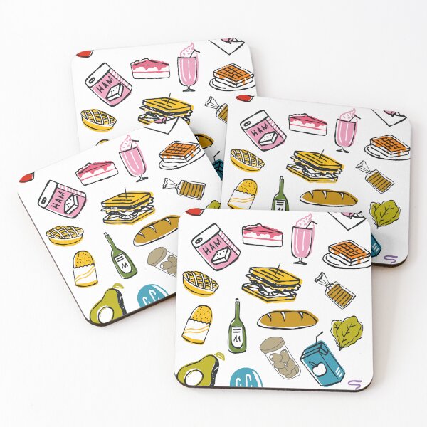 Item preview, Retro Food Drink Doodles Cute Kitchen Pattern designed and sold by The Lady Goblin's Goods.
