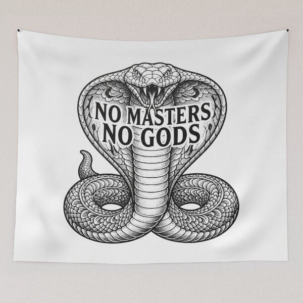 Item preview, No Masters No Gods Cobra Snake Socialist Anti Capitalist designed and sold by Owcomm.