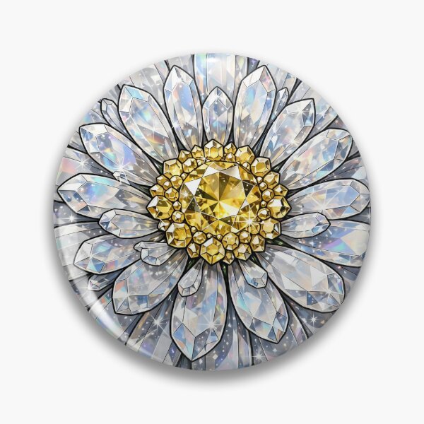 Item preview, White Daisy Crystal Sticker - Moonstone Yellow Diamond designed and sold by FineLineBotanical .