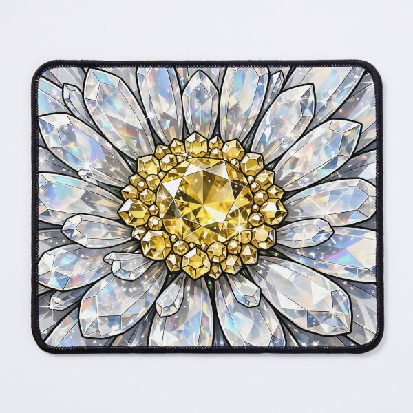 Item preview, White Daisy Crystal Sticker - Moonstone Yellow Diamond designed and sold by FineLineBotanical .