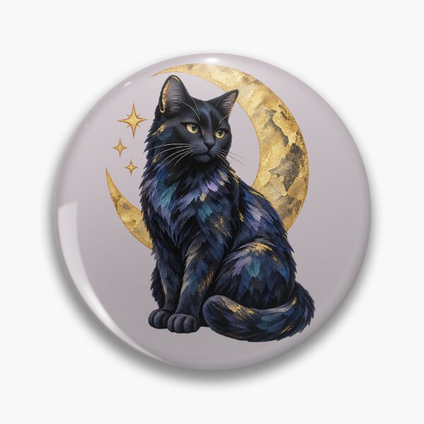Item preview, Celestial Black Cat with Antique Gold Crescent designed and sold by  MAD's Recreation Studio.
