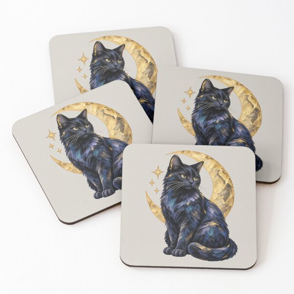 Item preview, Celestial Black Cat with Antique Gold Crescent designed and sold by  MAD's Recreation Studio.