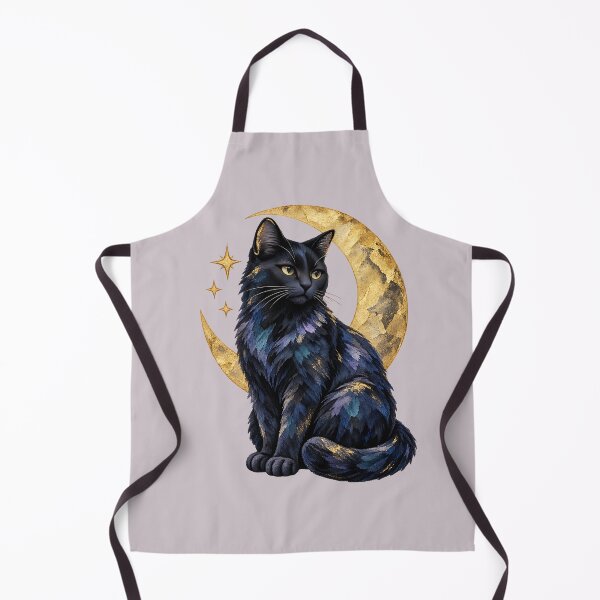 Item preview, Celestial Black Cat with Antique Gold Crescent designed and sold by  MAD's Recreation Studio.