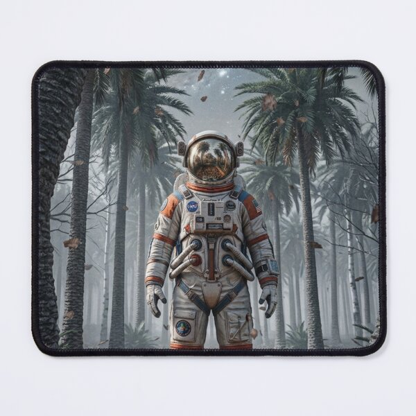 Item preview, Cosmic Astronaut in Autumn Palm Forest: Surreal Space Art designed and sold by Rain-Road.