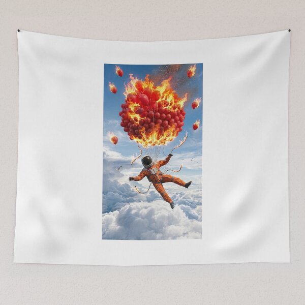 Item preview, Falling Astronaut: Burning Red Balloons Above the Clouds designed and sold by Rain-Road.
