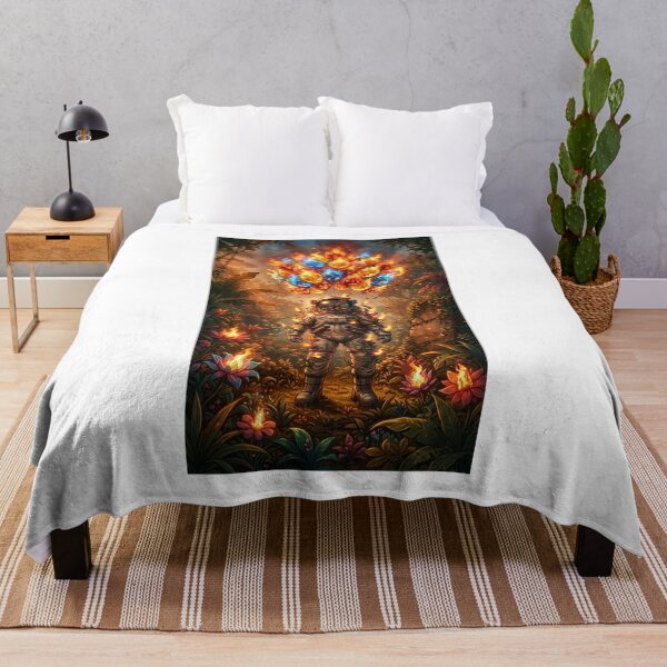 Item preview, Surreal Spaceman in the Burning Jungle: Fire Balloons Astronaut Art designed and sold by Rain-Road.